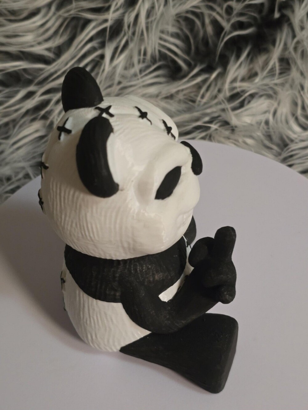 3D Printed Creepy Panda Figurine Gothic Horror Desk Decor Handmade Collectible - Picture 7 of 8